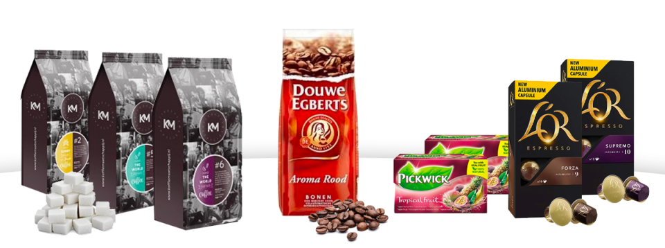 Ingredienten voor lekkere koffie op het werk